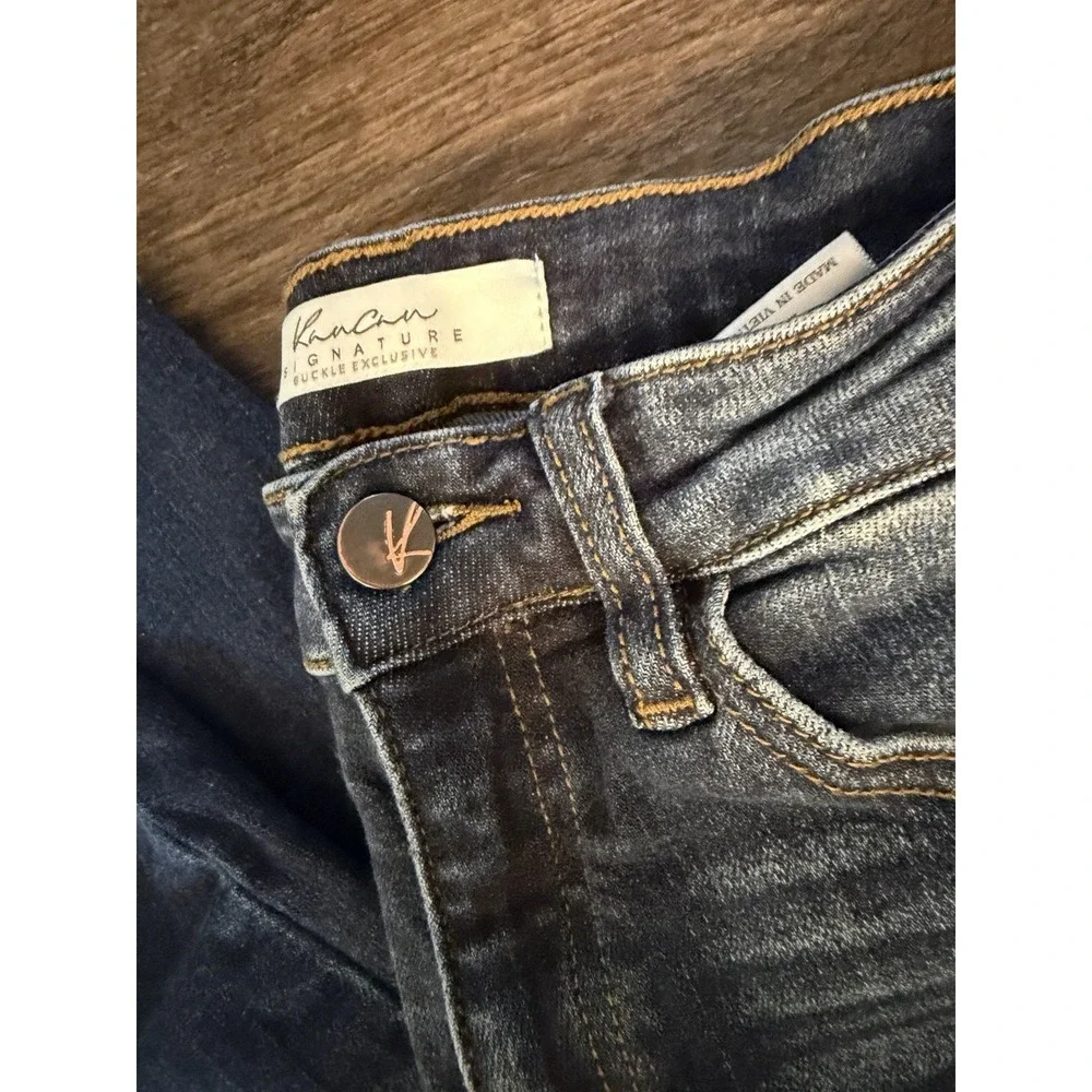 Kancan Signature MidRise Ankle distressed Skinny Jeans Womens 25 Buckle Raw Hem
